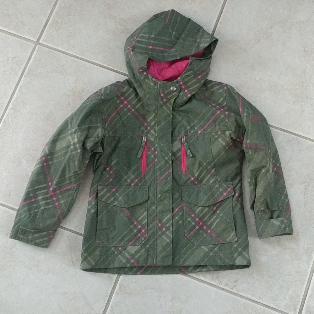 Girls Columbia size 4 olive green pink jacket